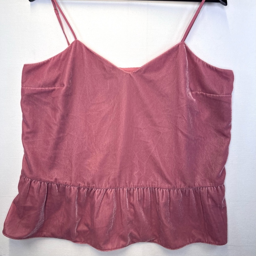 J Crew pink velvet peplum cami tank size 14 tall fully lined feminine elegant